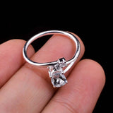 0.4ct Oval Cut Blue Aquamarine Stylish Split Shank Ring 14k White Gold Finish