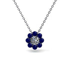 1.7ct Diamond Round Cut Sapphire Halo Pendant with Chain 14k White Gold Finish