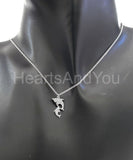 0.5ct Round Moissanite Mothers Day Fish Pendant 14k White Gold Plated NO CHAIN