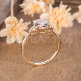 1.5ct Oval Cut Simulated Morganite Petite Engagement Ring 14k Rose Gold Plated