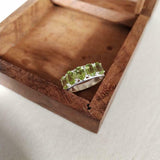 2.6ct Wedding Ring Band Oval Cut Green Peridot Five Stone 14k White Gold Finish