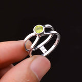 0.3ct Engagement Ring Round Cut Green Peridot Split Shank 14k White Gold Finish