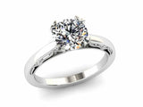 1ct Round Cut Diamond Milgrain Solitaire Bridal Set Ring 14k White Gold Finish