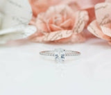 1Ct Oval Cut DVVS1 Diamond Petite Solitaire Engagement Ring 14K Rose Gold Finish