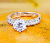 Accents Solitaire Engagement Ring 1.4ct Round Cut Diamond 18k White Gold Finish