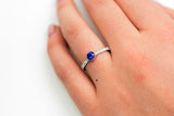 1.3ct Engagement Ring Round Blue Sapphire Accented Bezel Set 14k White Gold Over