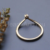 0.05ct Round Cut Moissanite Minimal Tiara Chevron Ring 14K Yellow Gold Plated