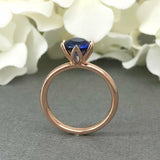 0.5ct Round Cut Blue Sapphire Solitaire Engagement Ring 14k Rose Gold Finish