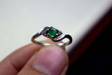 0.56ct Engagement Ring Round Cut Green Emerald Swirl Trilogy 14k White Gold Over