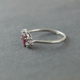 1.22ct Engagement Ring Oval Cut Pink Ruby Swirl Trilogy 14k White Gold Finish