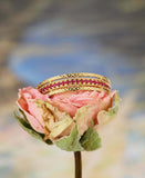 1ct Round Cut Pink Ruby Wedding Band Filigree Wide Eternity 14k Yellow Gold Over