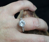 3ct Round Cut Diamond Vintage Solitaire Engagement Ring 14k White Gold Finish