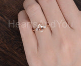 1ct Oval Cut Simulated Morganite Three Stone Engagement Ring 14k RoseGold Plated