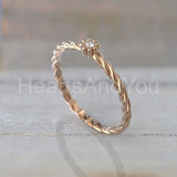0.1ct Round Cut Moissanite Twisted Women Engagement Ring 14k White Gold Plated