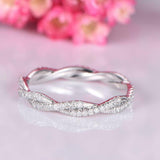 1.2ct Round Cut Diamond Wedding Ring Band Infinity Eternity 14k WhiteGold Finish