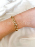 4ct Round Moissanite Pave Paperclip Link Chain Bracelet 14k Yellow Gold Plated