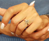 0.5ct Emerald Simulated Diamond Hidden Halo Solitaire Ring 14k YellowGold Plated