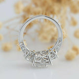 3Ct Radiant Cut Diamond Vintage Milgrain Engagement Ring 14K White Gold Finish