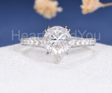 2.1ct Pear Simulated Diamond Solitaire with Accents Ring 14k White Gold Plated