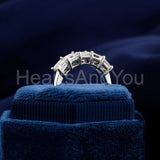 0.5ct Asscher Simulated Diamond Five Stone Wedding Band 14k White Gold Plated