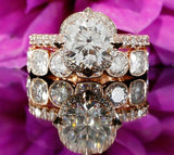 5ct Round Cut Diamond Bridal Set Engagement Ring Unique Band 14k Rose Gold Over