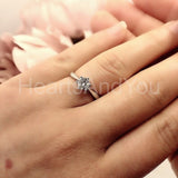 0.5ct Round Cut Moissanite 6 Prong Solitaire Engage Ring 14k White Gold Plated