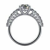 3.2ct Round Diamond Engagement Ring Solitaire Filigree Floral 14k WhiteGold Over