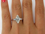 4ct Marquise Diamond Trilogy Engagement Ring 14K White Gold Over Baguette Accent