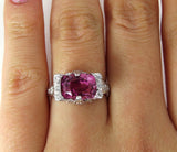5Ct Cushion Pink Sapphire Antique Vintage Engagement Ring 14K White Gold Finish