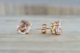 0.5ct Round Cut Peach Morganite Solitaire Stud Earrings 14k Rose Gold Finish
