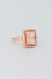 2ct Engagement Ring Emerald Cut Peach Morganite Solitaire 14k Rose Gold Finish