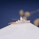 0.2ct Pear Cut Simulated Diamond Chevron Crown Wedding Band 14k Rose Gold Plated