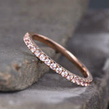 1ct Wedding Band Round Cut Peach Morganite Half Eternity 14k Rose Gold Finish