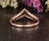 0.5ct Round Cut Moissanite Chevron Bezel Set Wedding Band 14k Rose Gold Plated