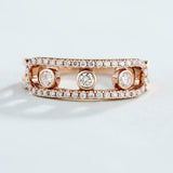 Bezel Set Open Trilogy Engagement Ring 2ct Round Cut Diamond 14k RoseGold Finish