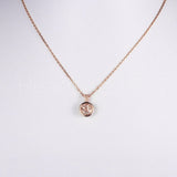 1ct Round Simulated Peach Morganite Bezel Set Pendant Chain 14k Rose Gold Plated