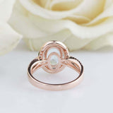 2.5ct Oval Cut Blue Aquamarine Ring Diamond Halo Split Shank 14k RoseGold Finish