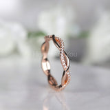 0.2ct Round Cut Moissanite Twisted Infinity Wedding Band 14k Rose Gold Plated