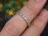 0.3ct Round Cut Moissanite Milgrain Half Eternity Band 14k White Gold Plated