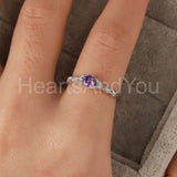 0.5ct Round Cut Simulated Amethyst Milgrain Engagement Ring 14k WhiteGold Plated