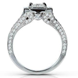 4.5ct Asscher Cut Diamond Milgrain Elegant Halo Vintage Ring 14K White Gold Over