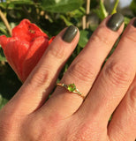 0.4ct Engagement Ring Round Cut Green Peridot Solitaire 14k Yellow Gold Finish