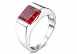 2ct Princess Cut Pink Ruby Solitaire Engagement Men Ring 14k White Gold Finish