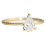 0.4ct Pear Simulated Diamond Solitaire Engagement Ring 14k Yellow Gold Plated