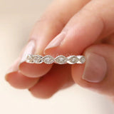 0.3ct Round Cut Moissanite Milgrain Half Eternity Wed Band 14k White Gold Plated
