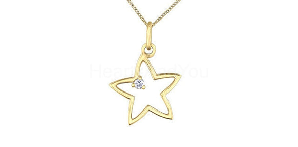 0.02ct Round Cut Moissanite Star Design Pendant 14k Yellow Gold Plated NO CHAIN