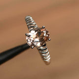 1ct Oval Cut Peach Morganite Solitaire Braided Shank Ring 14k White Gold Finish