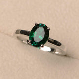 2.25ct Engagement Ring Oval Cut Green Emerald Solitaire 14k White Gold Finish