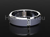 0.5ct Baguette Simulated Diamond Tension Set Men's Ring 14k White Gold Plated