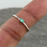 0.5ct Engagement Ring Oval Cut Green Emerald Minimalist 14k White Gold Finish
